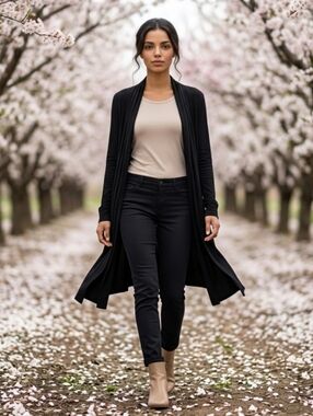 Splash Elegant Black Long Sleeve Cardigan Size Medium